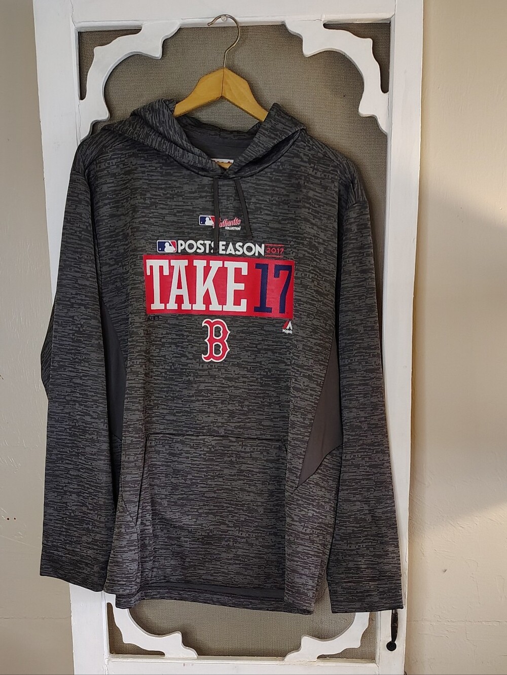 Majestic Gray and Red Boston 'Take 17' Hoodie
